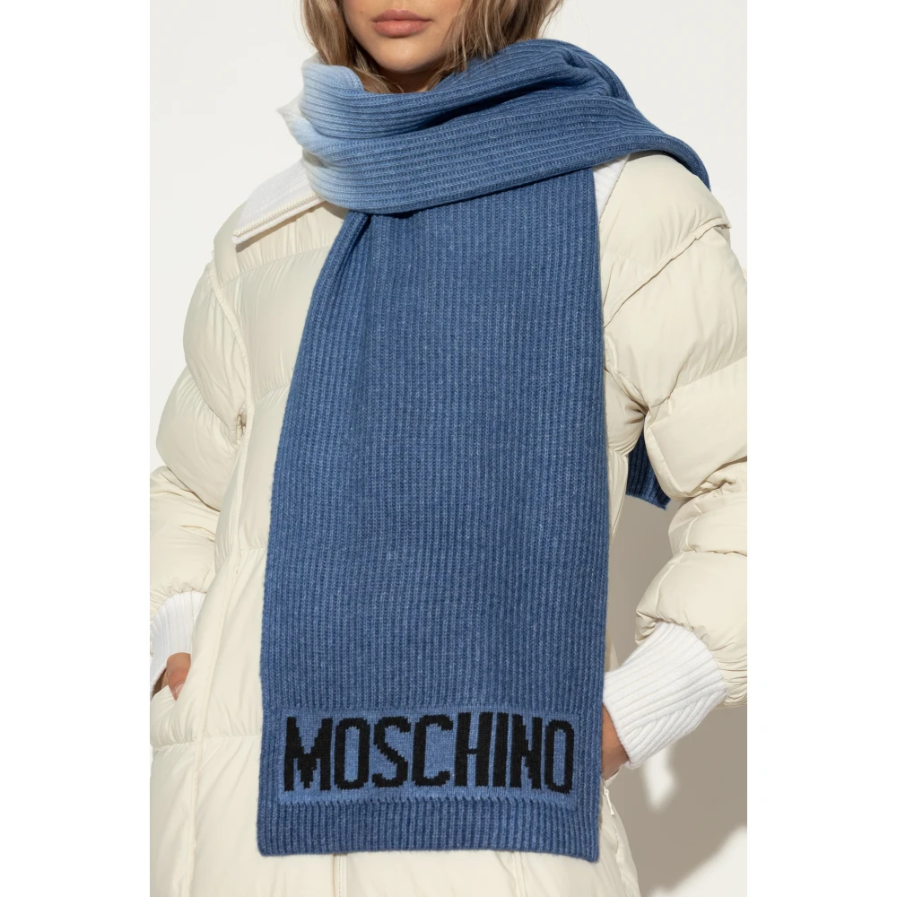 Moschino Sjaal met logo Blue Unisex