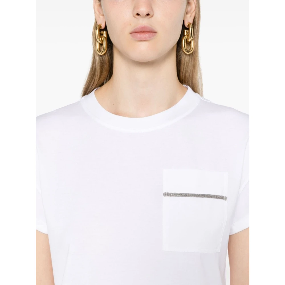 BRUNELLO CUCINELLI Witte katoenen T-shirts en polo's White Dames