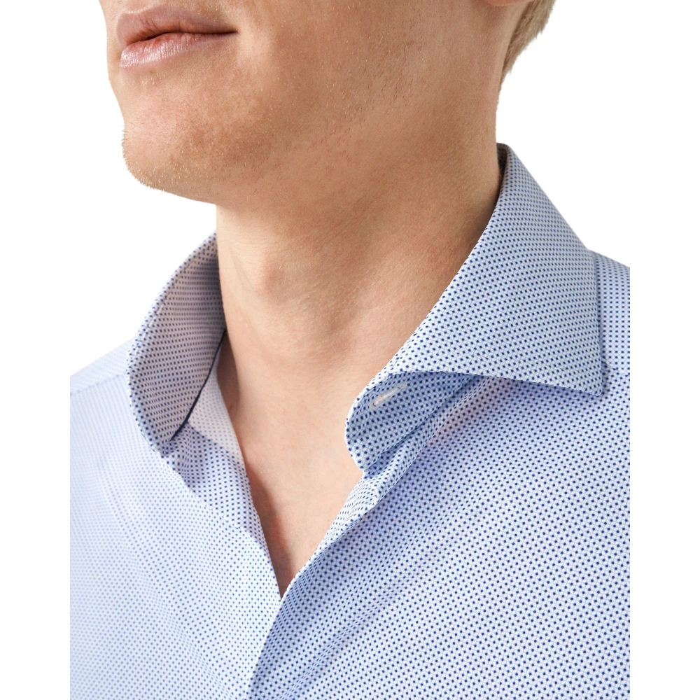 Eton Stretch Slim Fit Microprint Overhemd Blue Heren