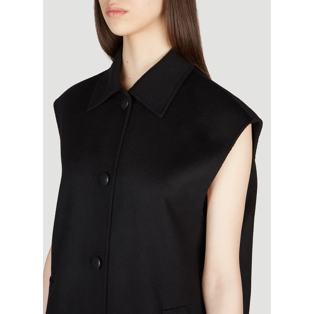Marni Logo Patch Wol-Blend Vilt Jurk Black Dames