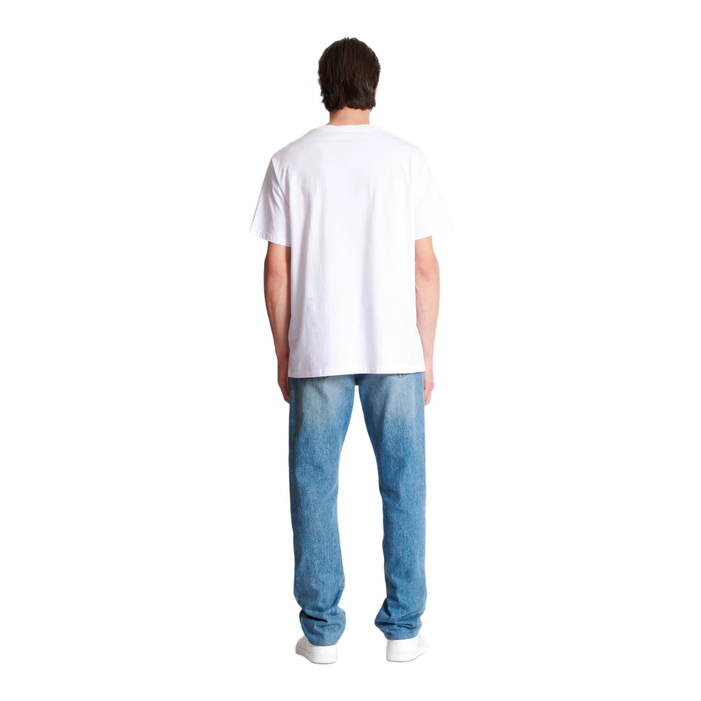 Balmain Bedrukt Paris-logo en planeet T-shirt White Heren
