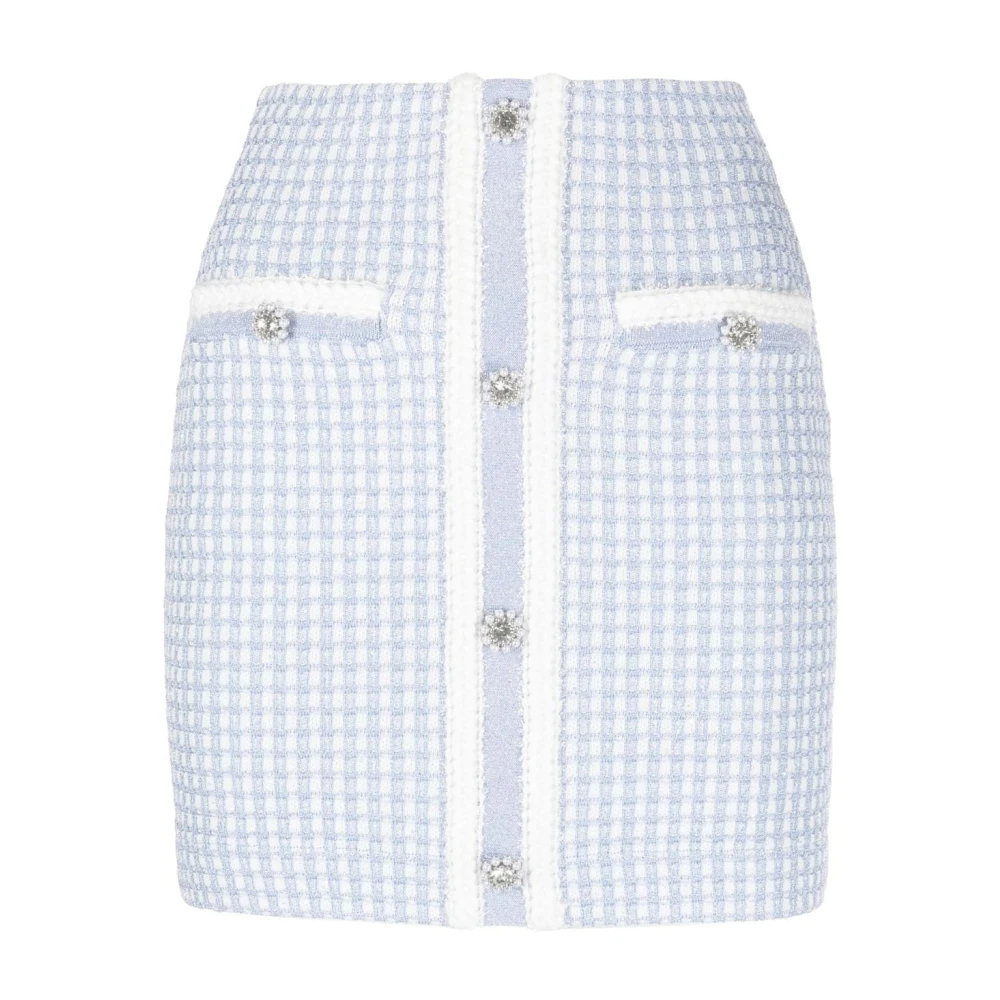 Self Portrait Elegante Blauwe Lurex Gebreide Minirok Blue Dames