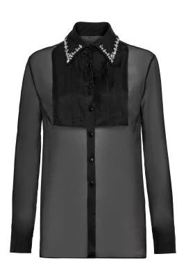 Organza Regular Collar Strass Skjorta