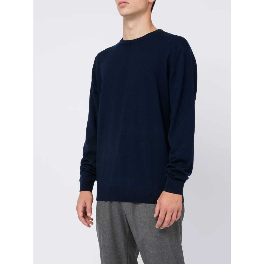 Daniele Fiesoli Navy Merino Wol Trui Mannen Blue Heren