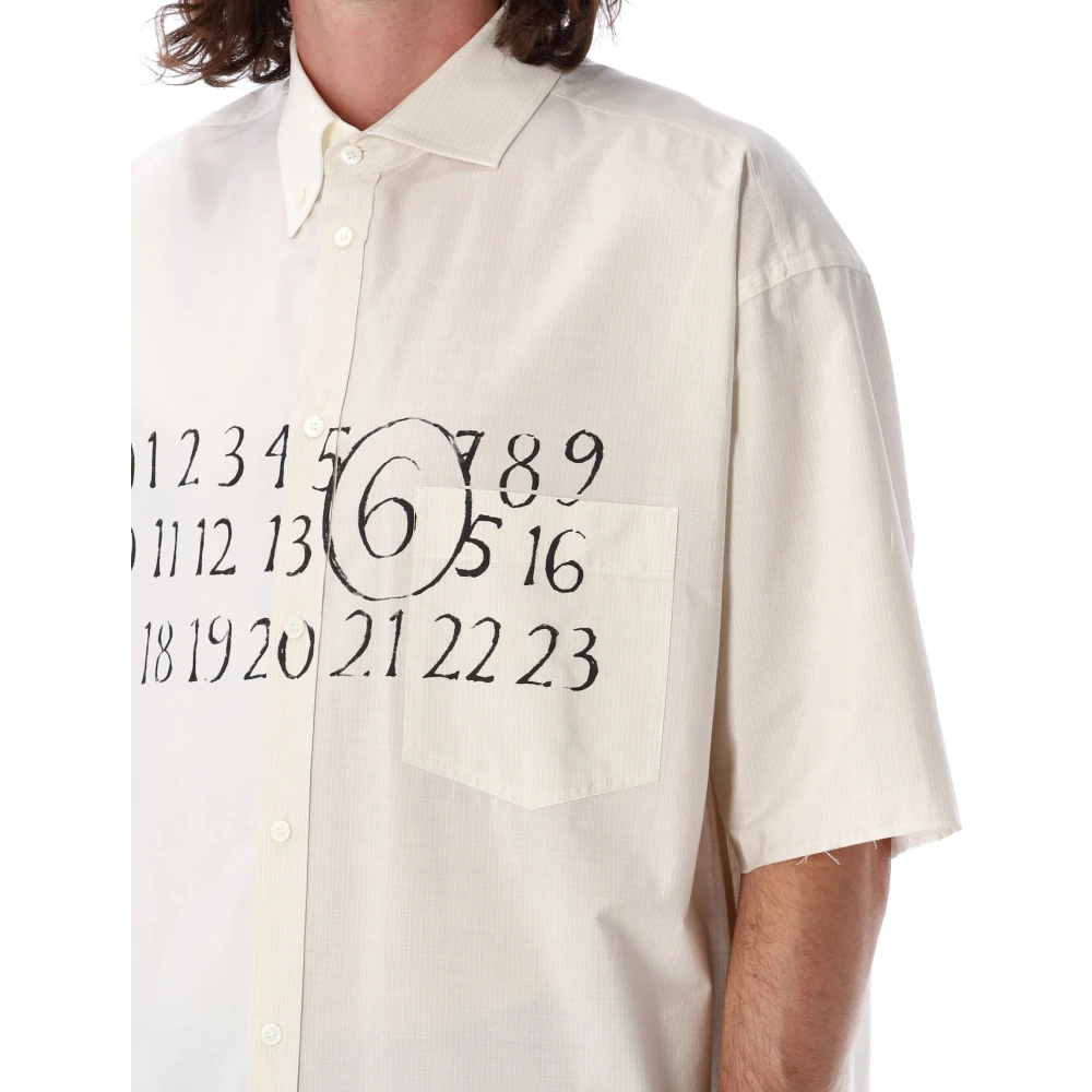 MM6 Maison Margiela Asymmetrisch Poplin Overhemd White Heren