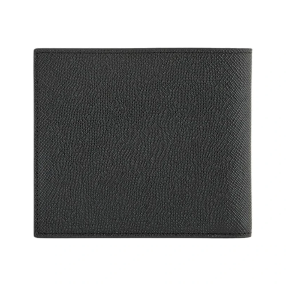 Armani Exchange Zwarte leren portemonnee met binnenzakken Black Heren