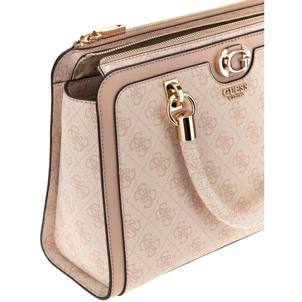 Guess Nolana Kleine Schoudertas Sand Logo Pink Dames
