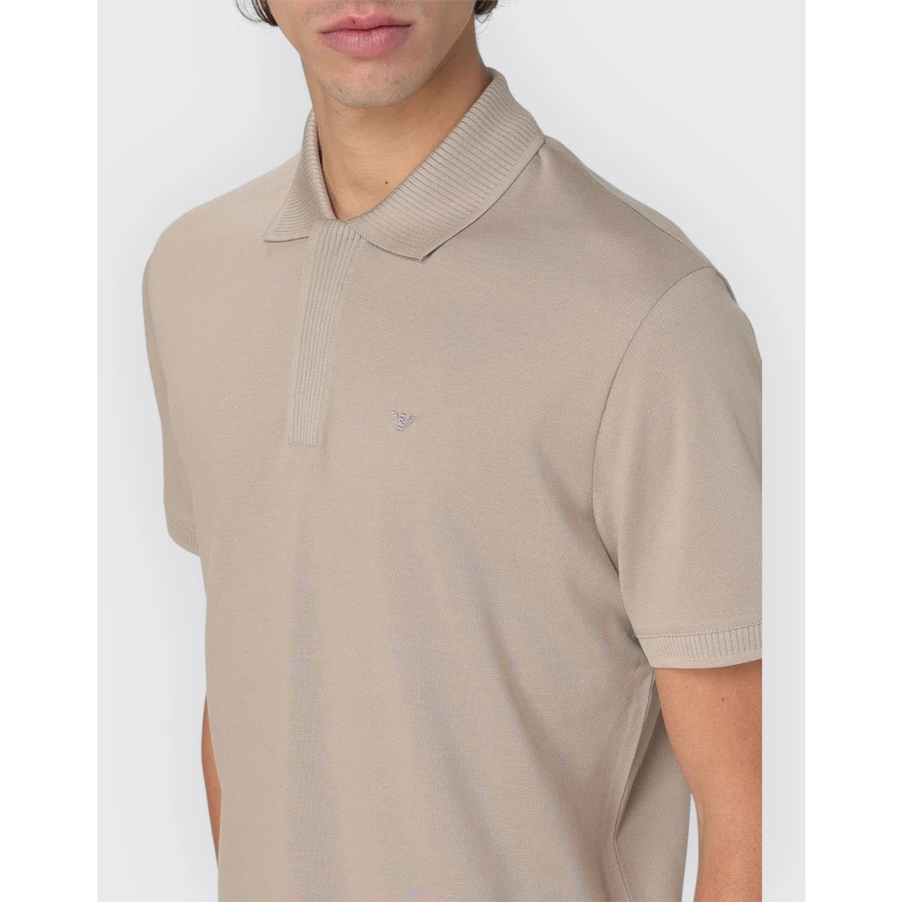 Emporio Armani Gebreide Polo Beige Heren