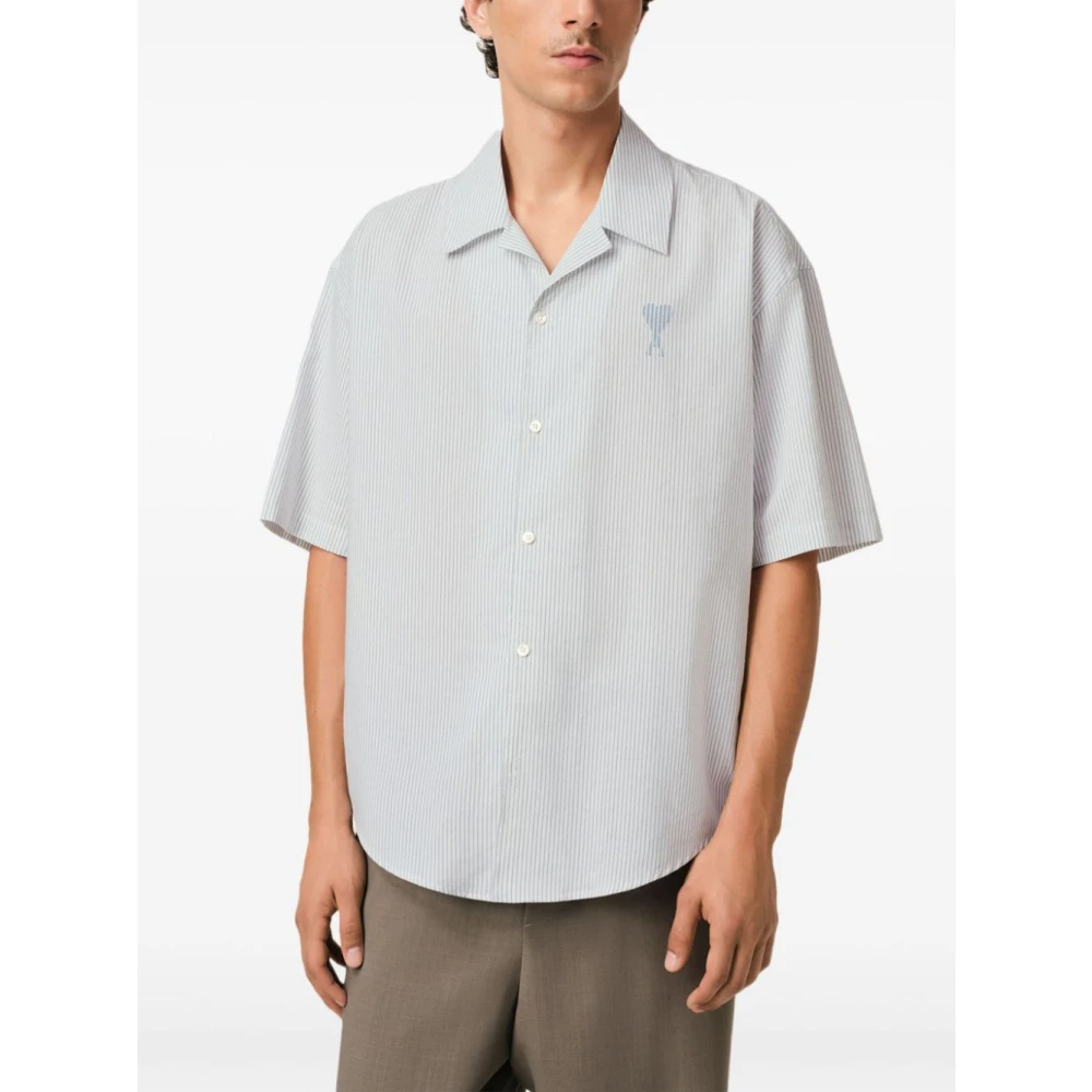 Ami Paris Wit shirt met korte mouwen en logomotief White Heren