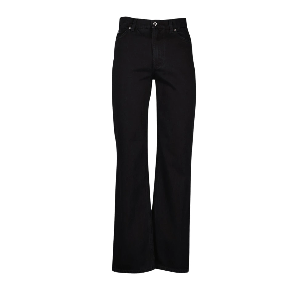 Dolce & Gabbana Högmidjade denim jeans med metalllogo Black, Dam