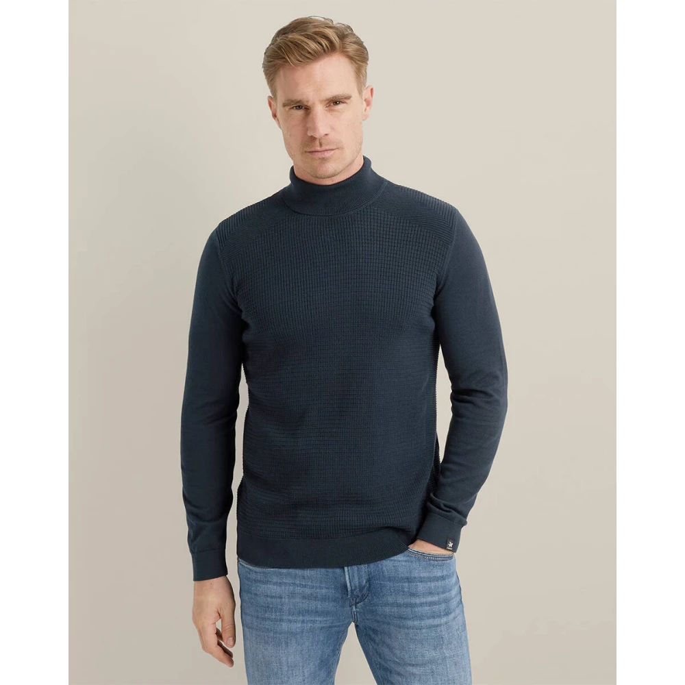 Vanguard Rolhals Pullover in Pima Katoen Blue Heren