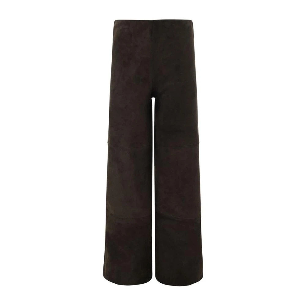 Arma Leren wijde pijp broek met suède Brown Dames