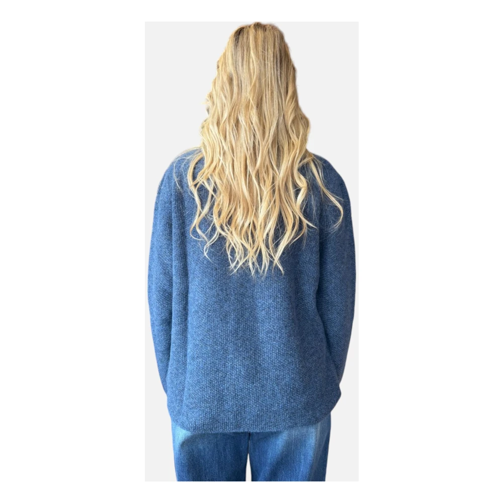 Gran Sasso Honeycomb Crewneck Sweaters Blue Dames