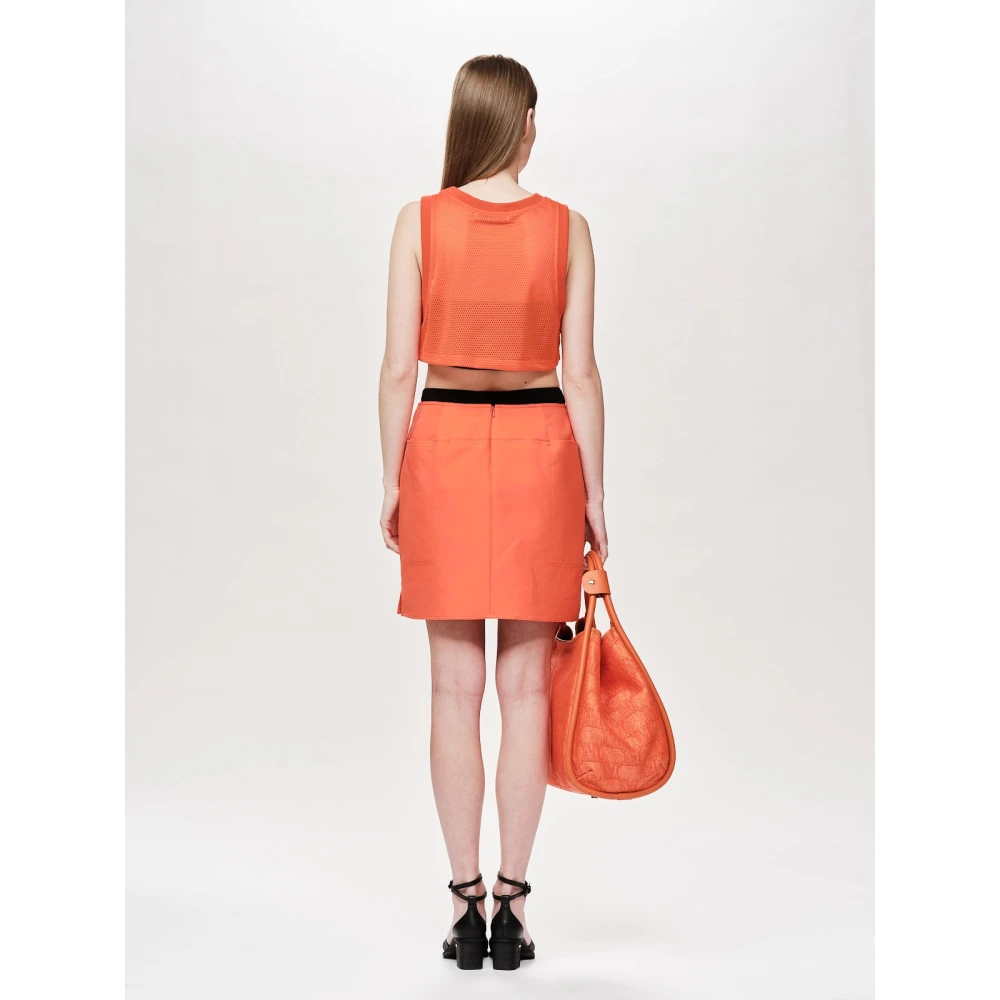 Max Mara Katoenen Rok met Zakken en Rits Orange Dames