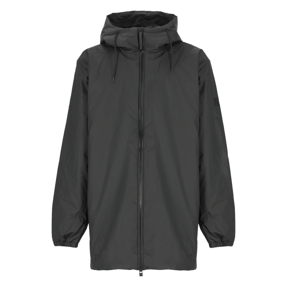 Rains Zwarte Regenjas Met Capuchon Lange Mouwen Rits Black Heren