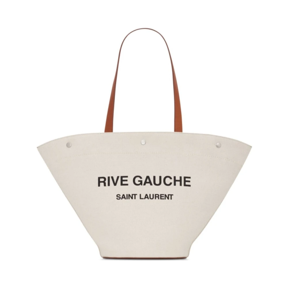 Saint Laurent Women's White Rive Gauche Logo Panier Tote Bag - Shopping Bags - One Size - Bags