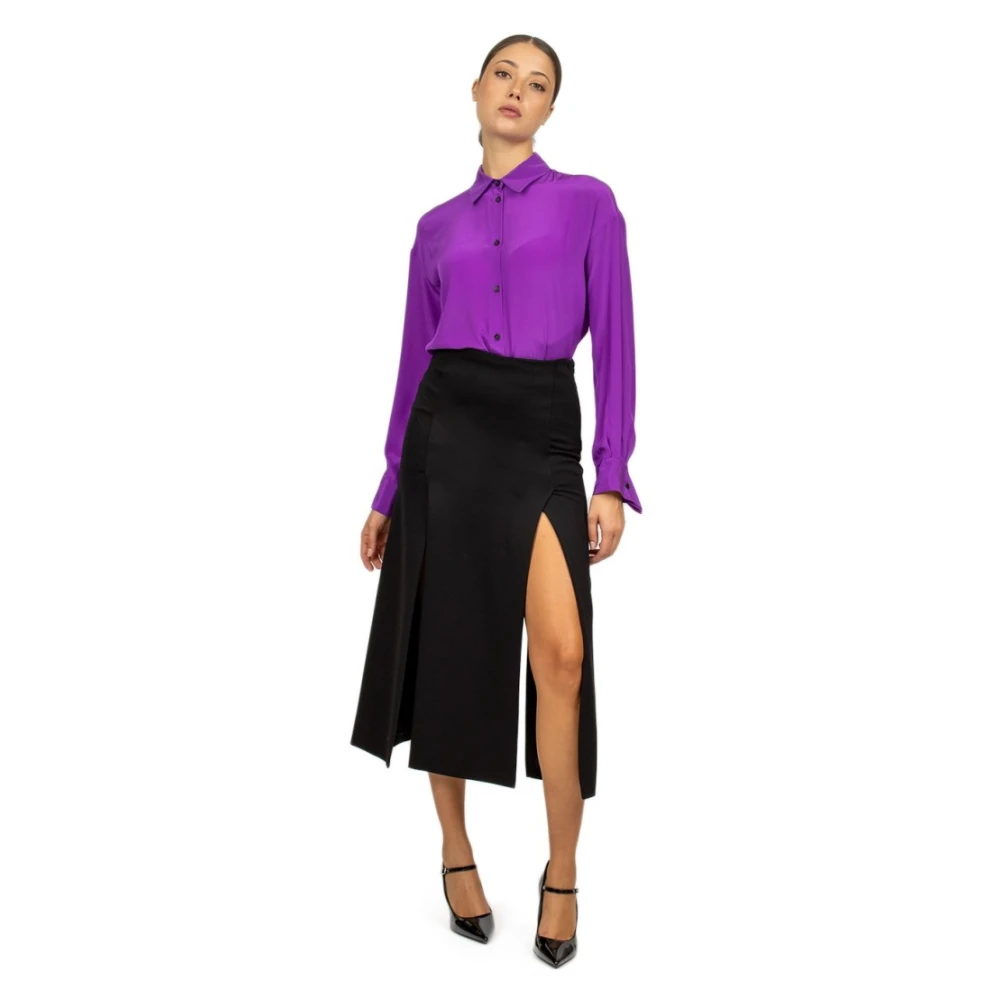 Liviana Conti Zwarte Lounguette Punto Milano Rok met Splitten Black Dames