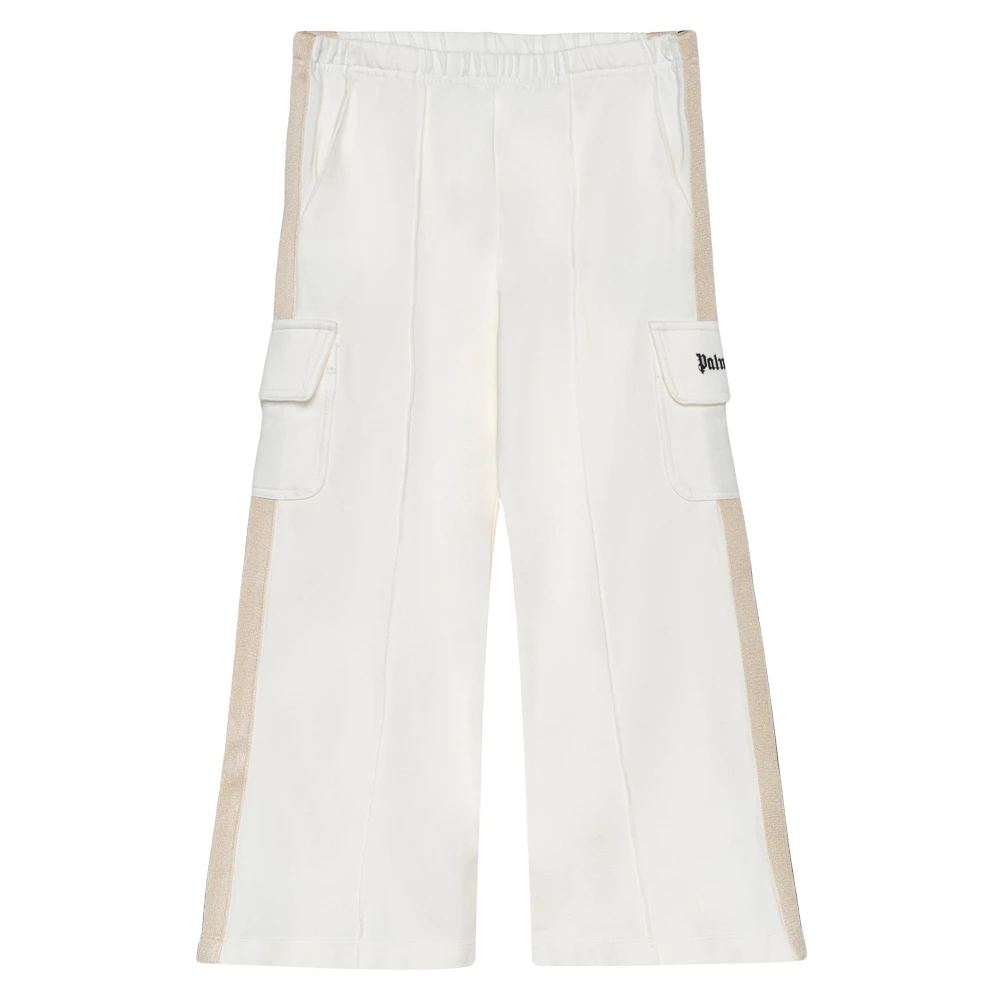 Palm Angels Girls Beige Trousers, 12 Y, Track Wide Leg Cargo Trousers