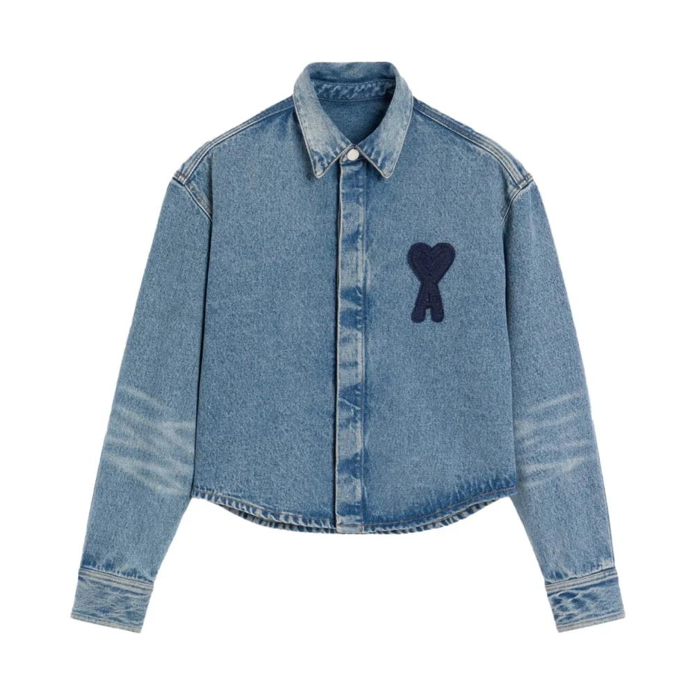 Ami Paris Hart Logo Shirt Blauw Katoen Blue Dames