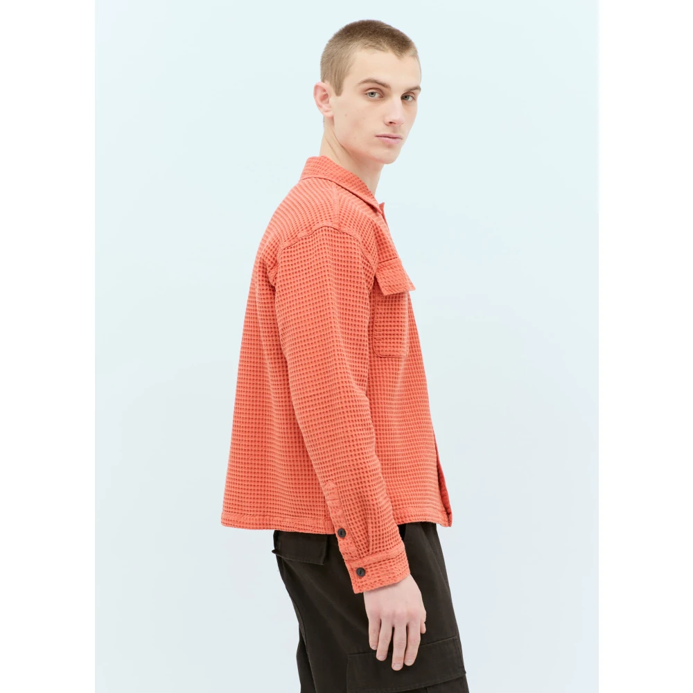 Brain Dead Wafelknit Knoopshirt Orange Heren