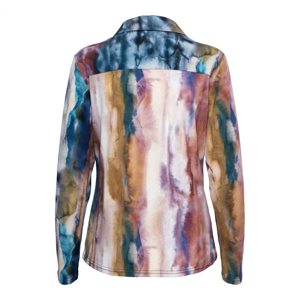 &Co Woman Oversized Hemd mit V-Ausschnitt Multicolor Dames