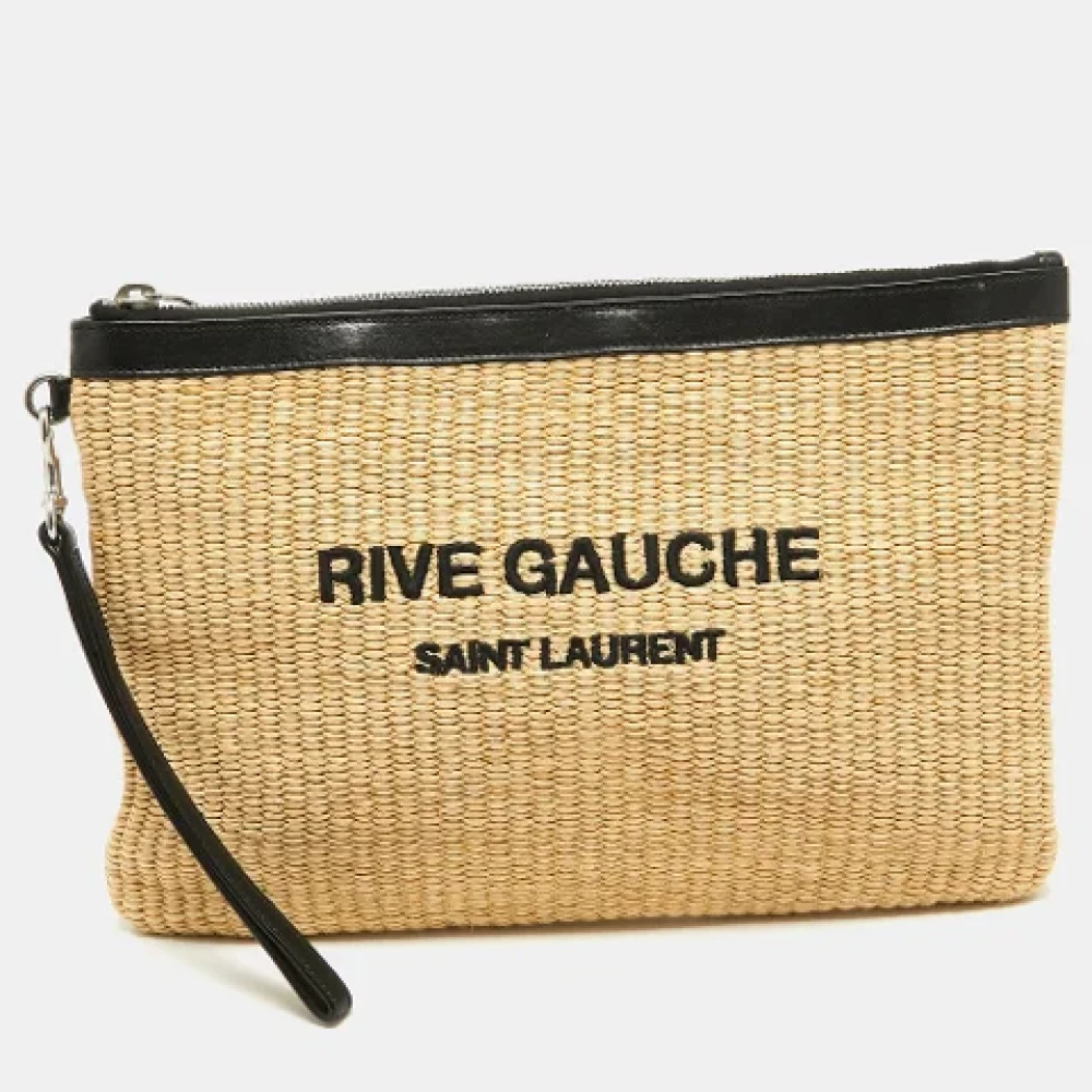Yves Saint Laurent Vintage Pre-owned Canvas clutches Beige Dames