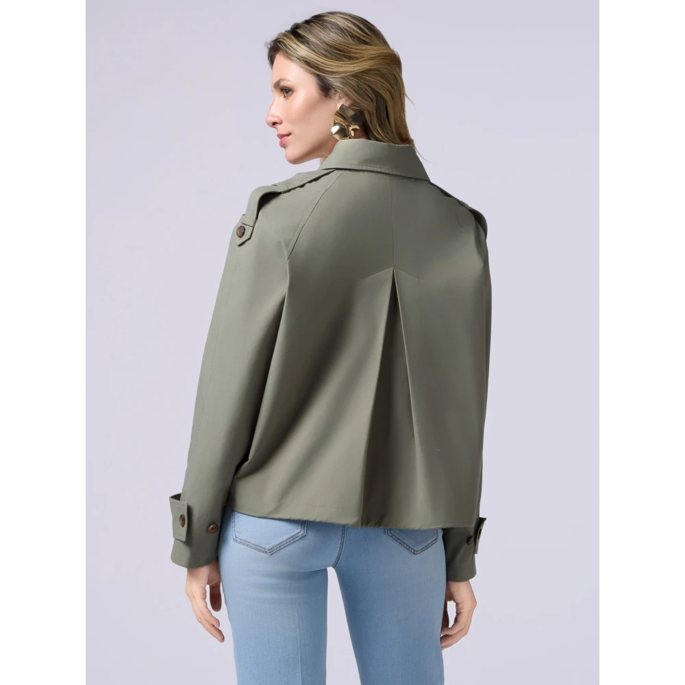 Oltre Korte double-breasted trenchcoat Green Dames