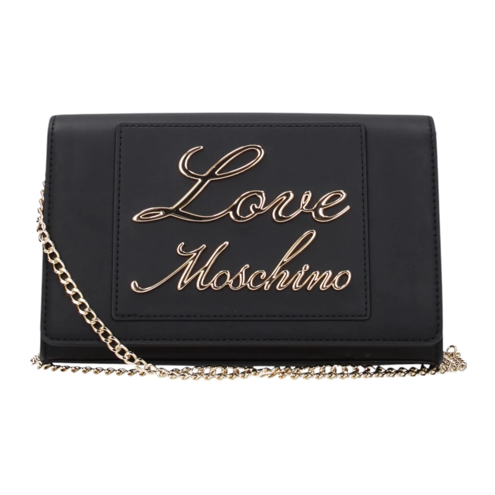 Love Moschino Gouden Casual Clutch Tas Knoopsluiting Black Dames