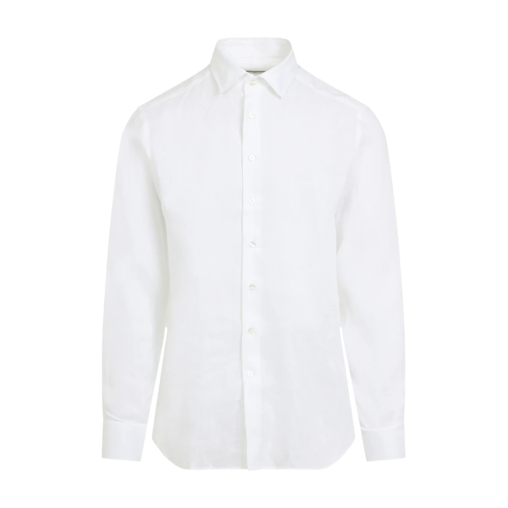 Etro Uomo Bianco - Camicia In Lino Con Pegaso - Shirts - 3XL