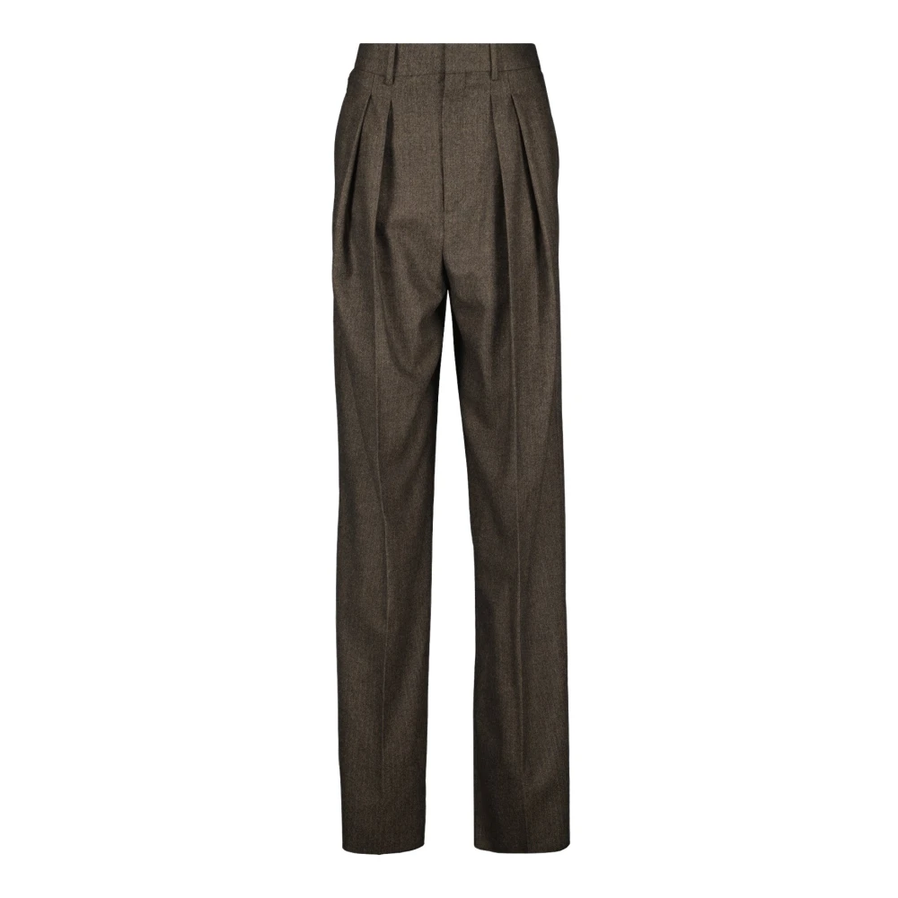 Saint Laurent Women's Brown Chevron Wide Leg Pants