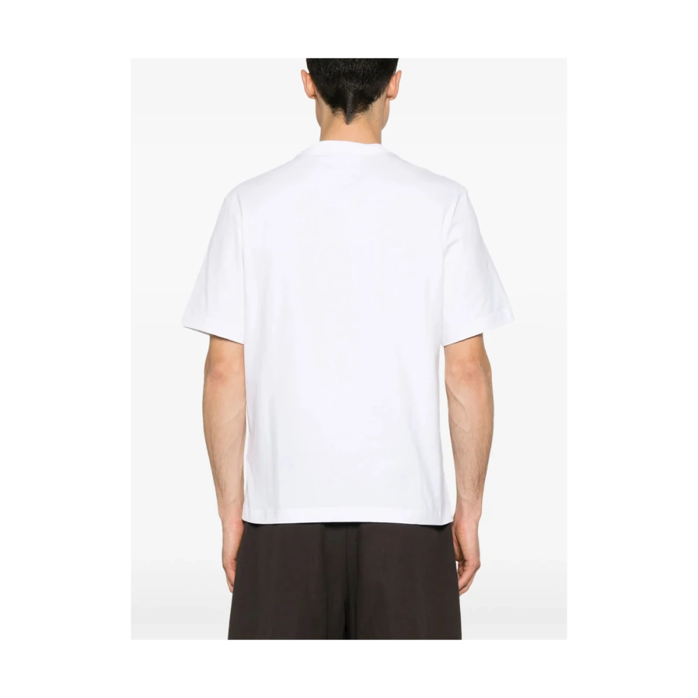 Jacquemus Wit Logo Print Crew Neck T-shirt White Heren