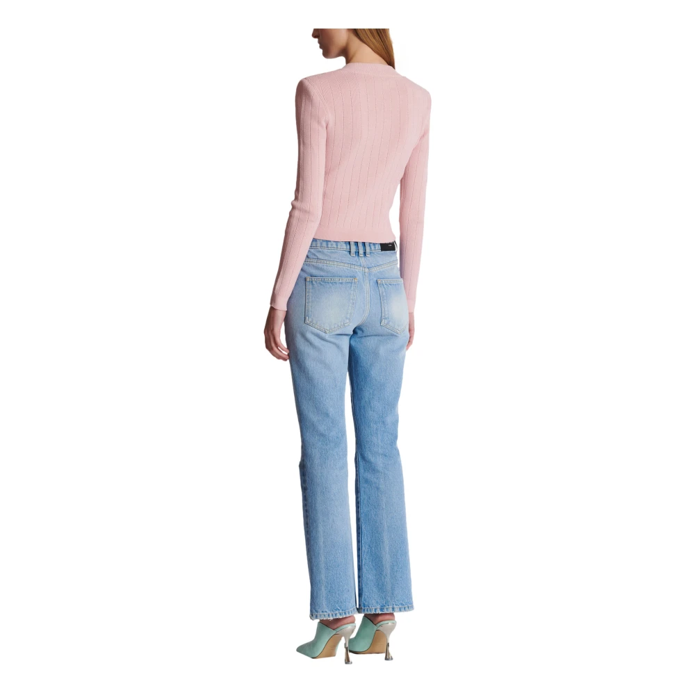 Balmain Geknipte gebreide vest Pink Dames
