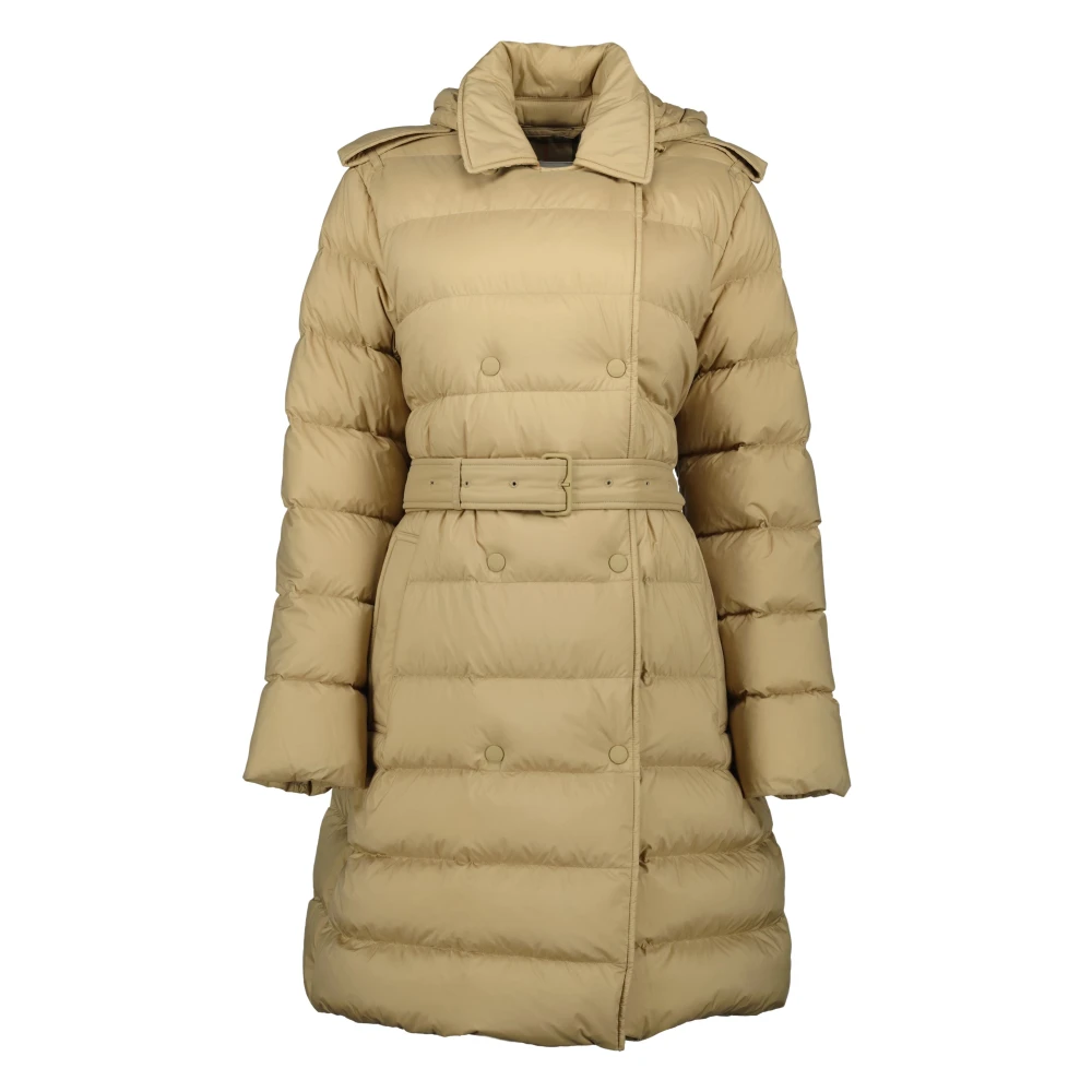 Burberry Women's Beige Long Puffer Jacket - Parkas - L - Coats