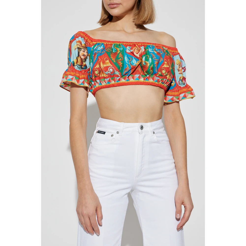 Dolce & Gabbana Korte top met print Multicolor Dames