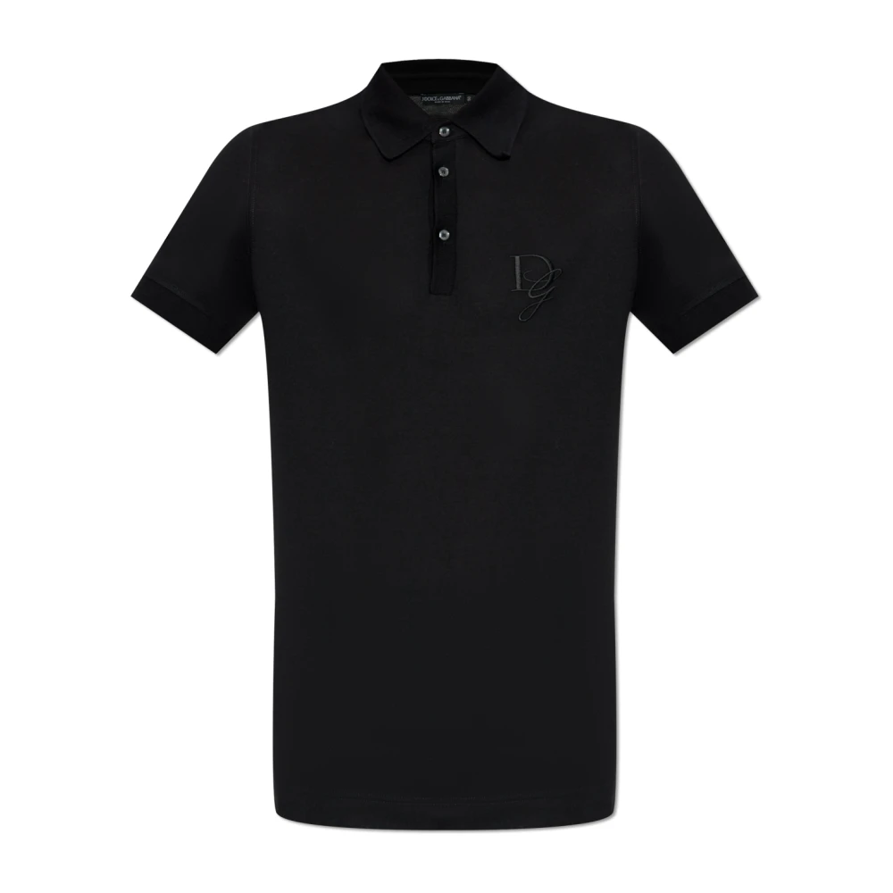 Dolce & Gabbana Katoenen polo met logo Black Heren