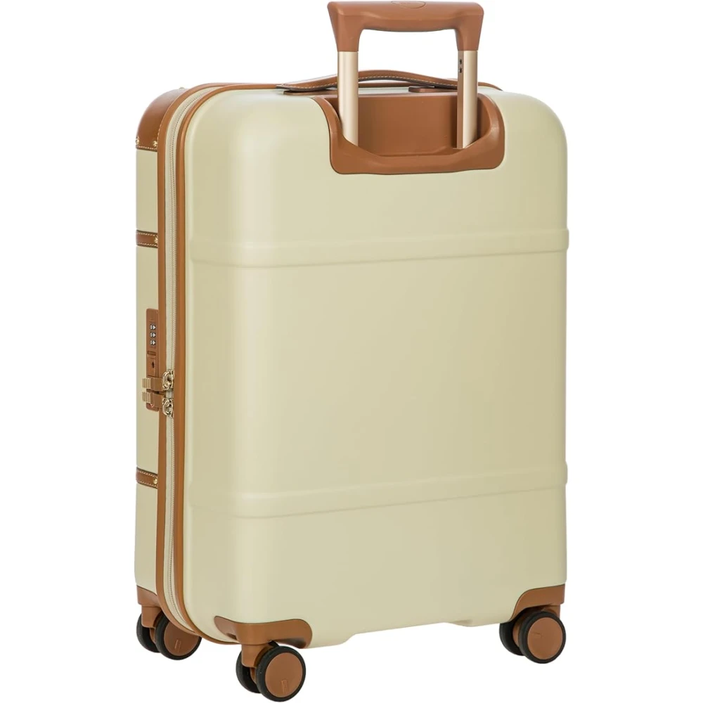 Bric's Luxe Spinner Koffer met Leren Afwerking Beige Unisex