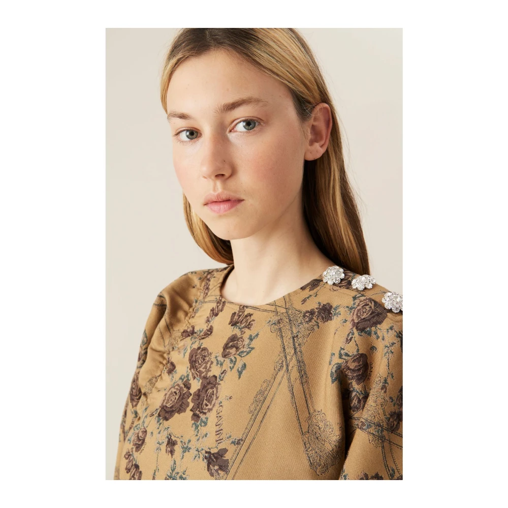 Ganni Bloemen Jacquard Mini Jurk Multicolor Dames