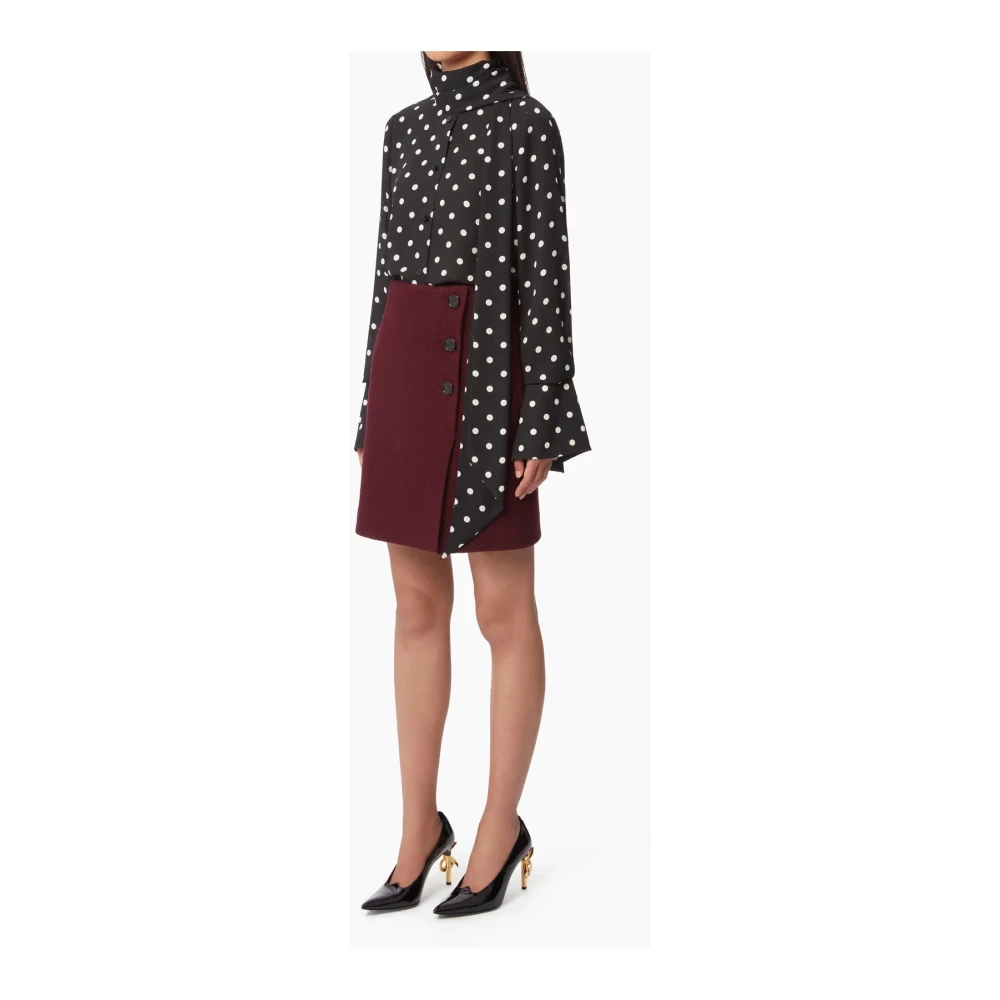Nina Ricci Polka Dot Crepe de Chine Shirt Black Dames