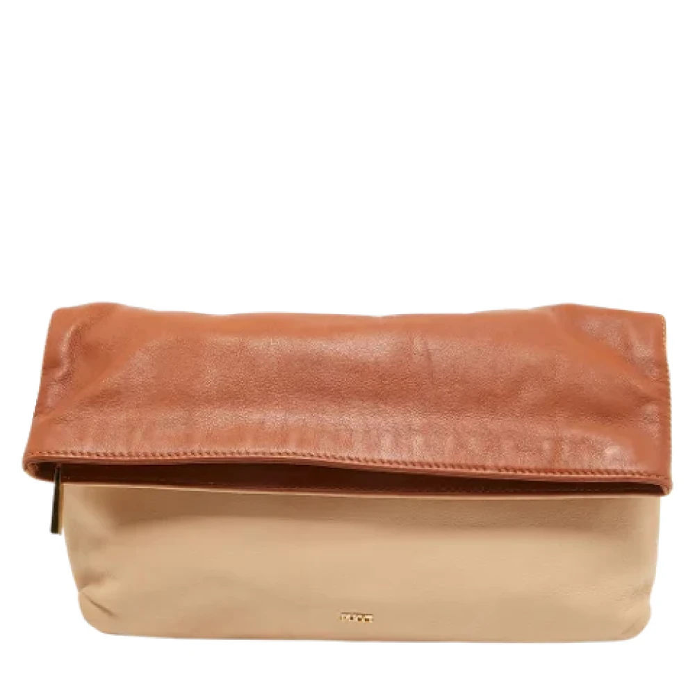 Emilio Pucci Pre-owned Leather clutches Brown Dames
