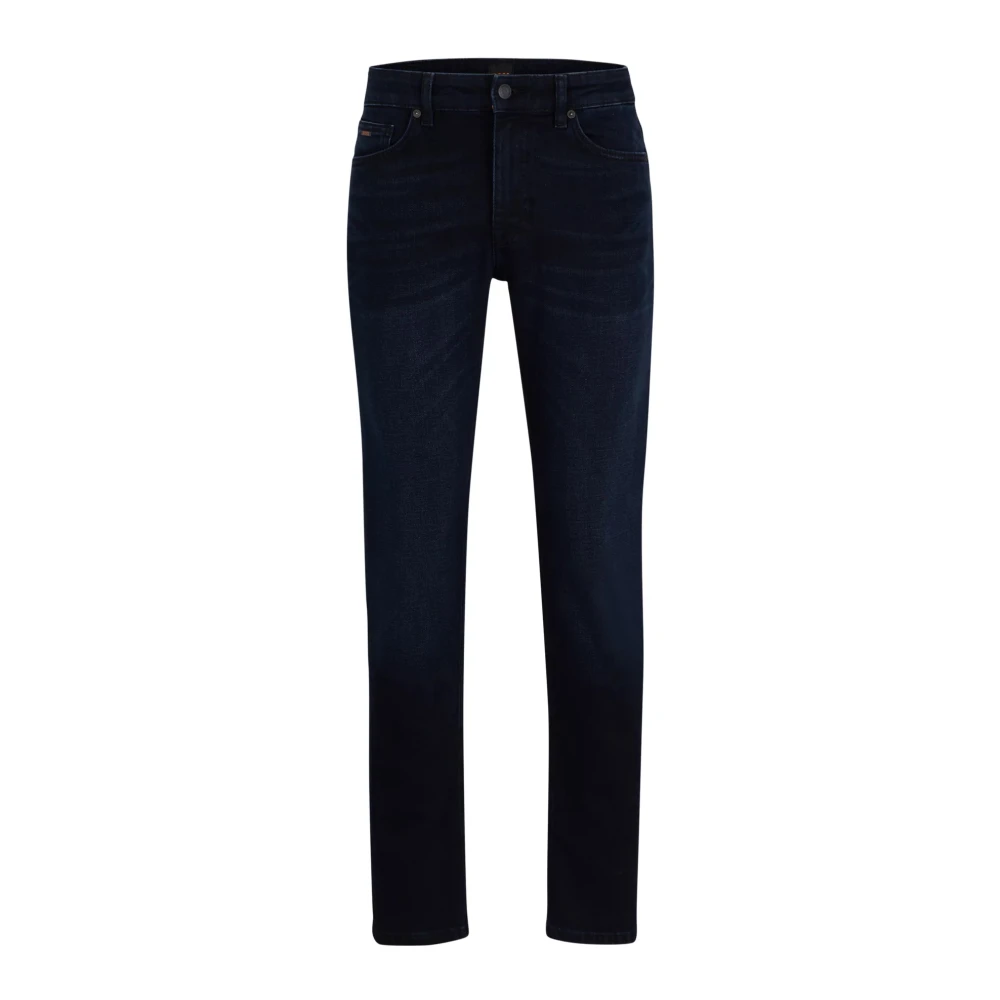 Hugo Boss Slim-Fit Regular-Rise Jeans in Comfortabel Blauw Stretchdenim met Luxe Zwarte Finish Blue Heren