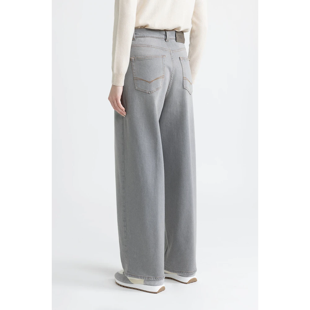 PESERICO Denim baggy oversized broek Gray Dames