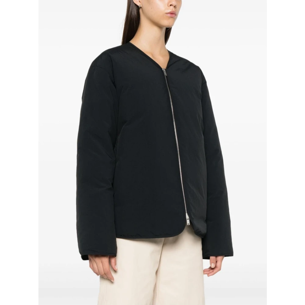 Jil Sander Zwarte Gewatteerde Donsjas Black Dames