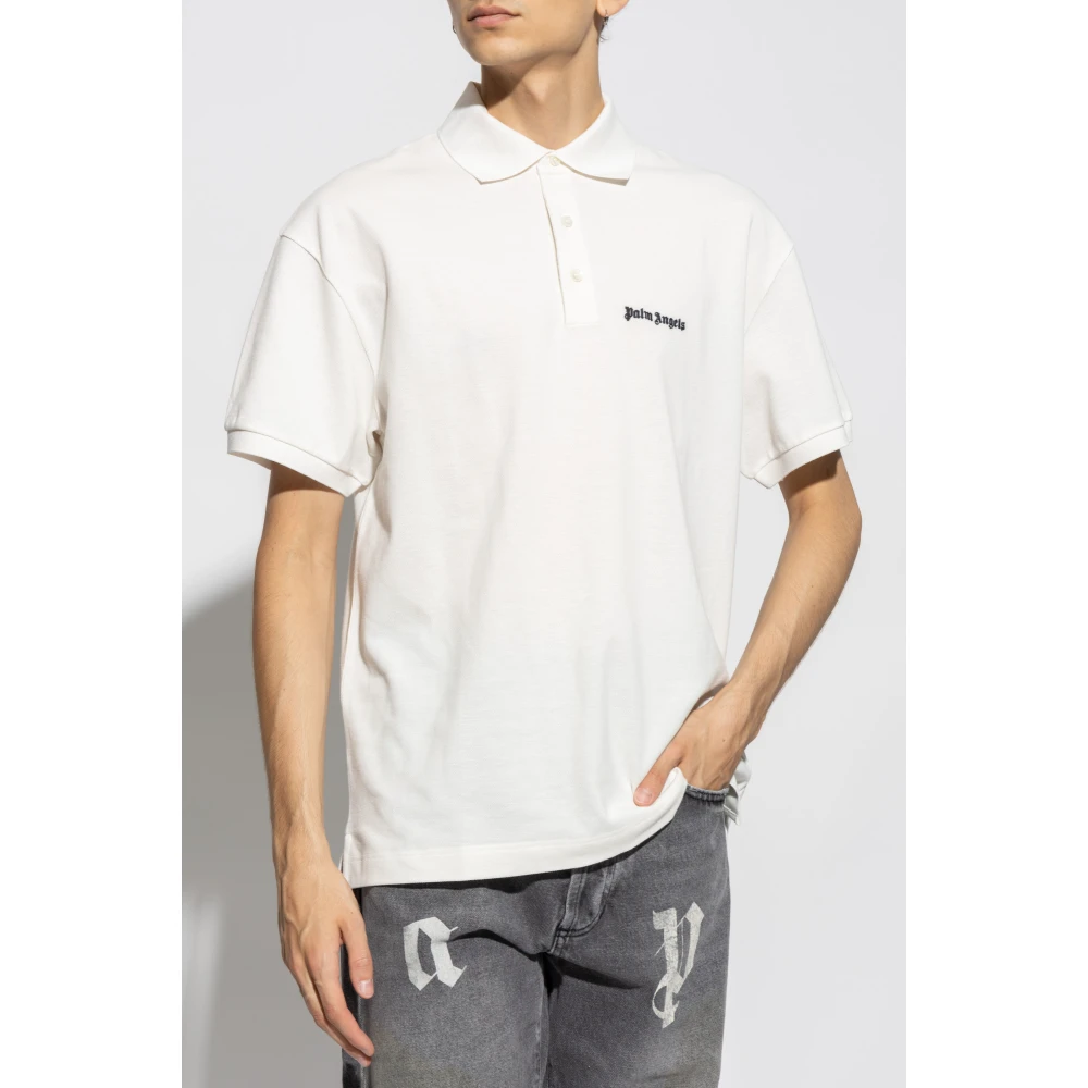 Palm Angels Polo met geborduurd logo White Heren