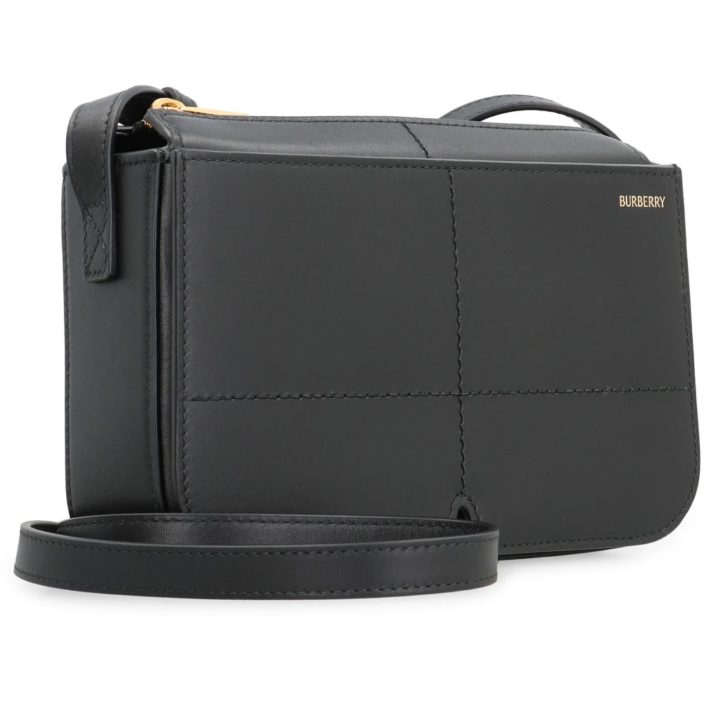 Burberry Leren Crossbody Tas met Voorvak Black Dames