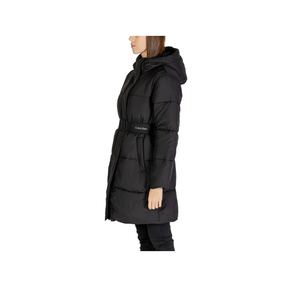 Calvin Klein Jeans Zwarte Hooded Puffer Jas Vrouwen Black Dames