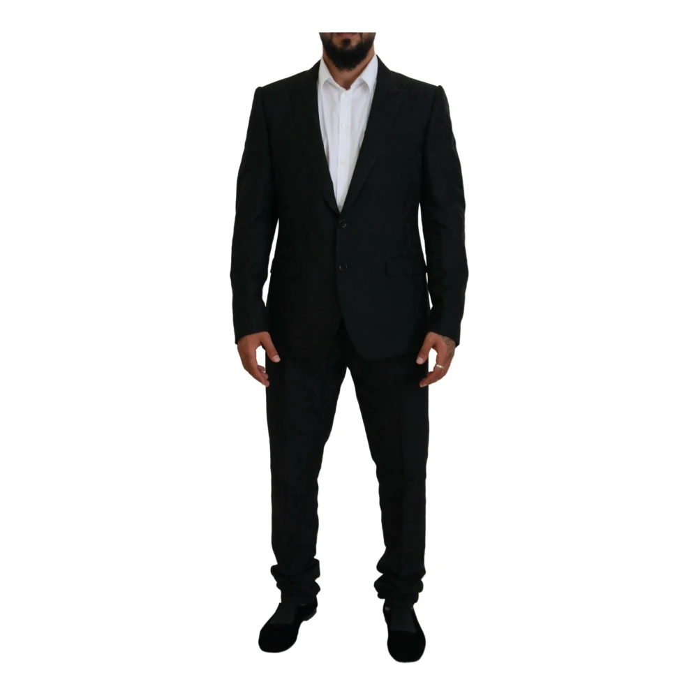 Dolce & Gabbana Men's Black Slim Fit Two Piece Suit