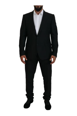 Svart Slim Fit Tvådelad Kostym