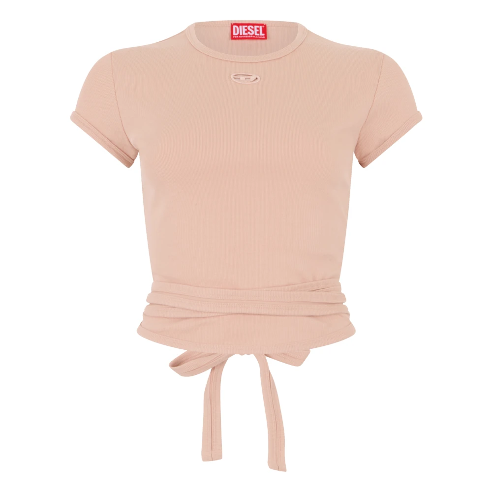 Diesel Women's Pink Top Bunny Tail On Ribs - T-Shirts - L - Tops