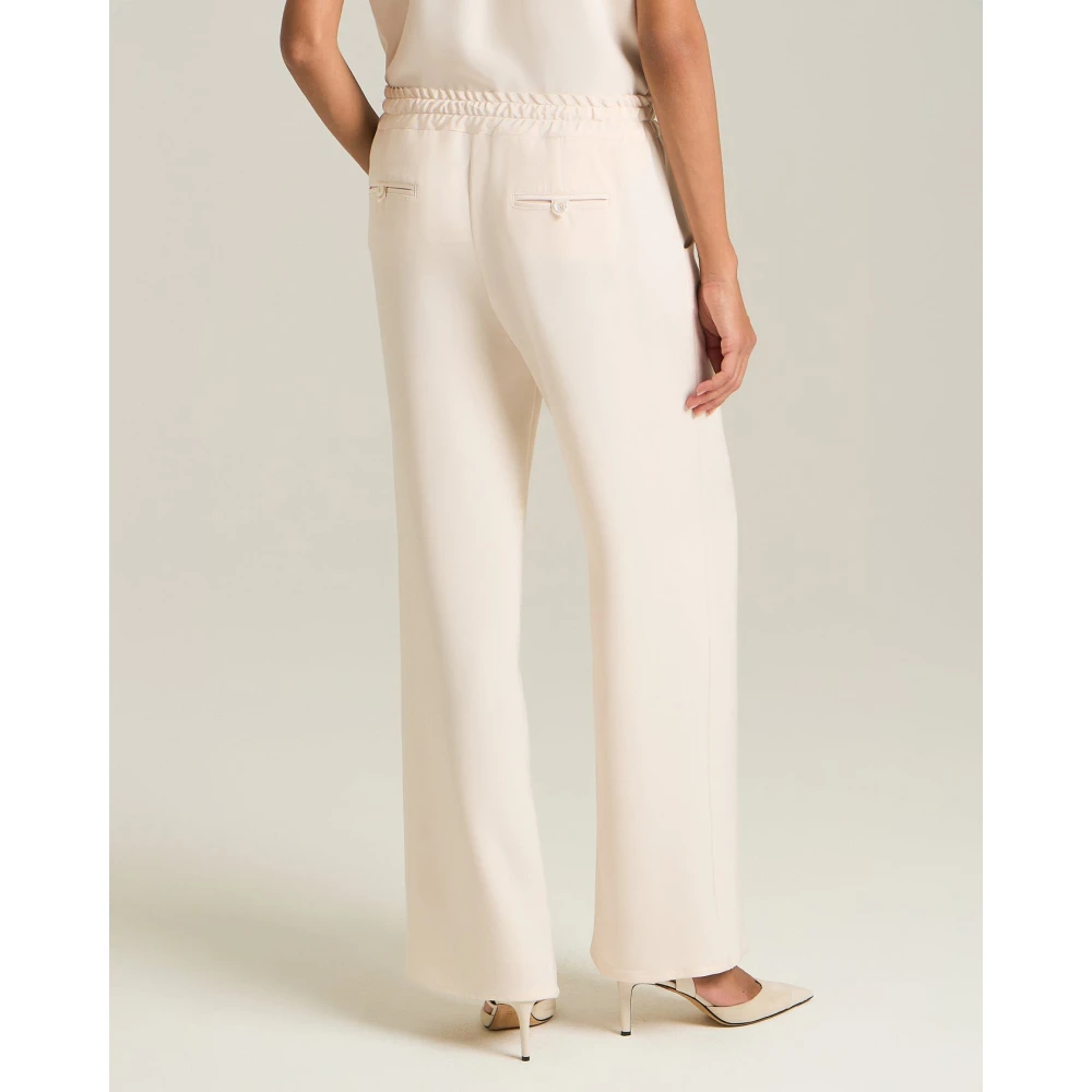 Kiton Zijden Wijde Pijp Broek Beige Dames