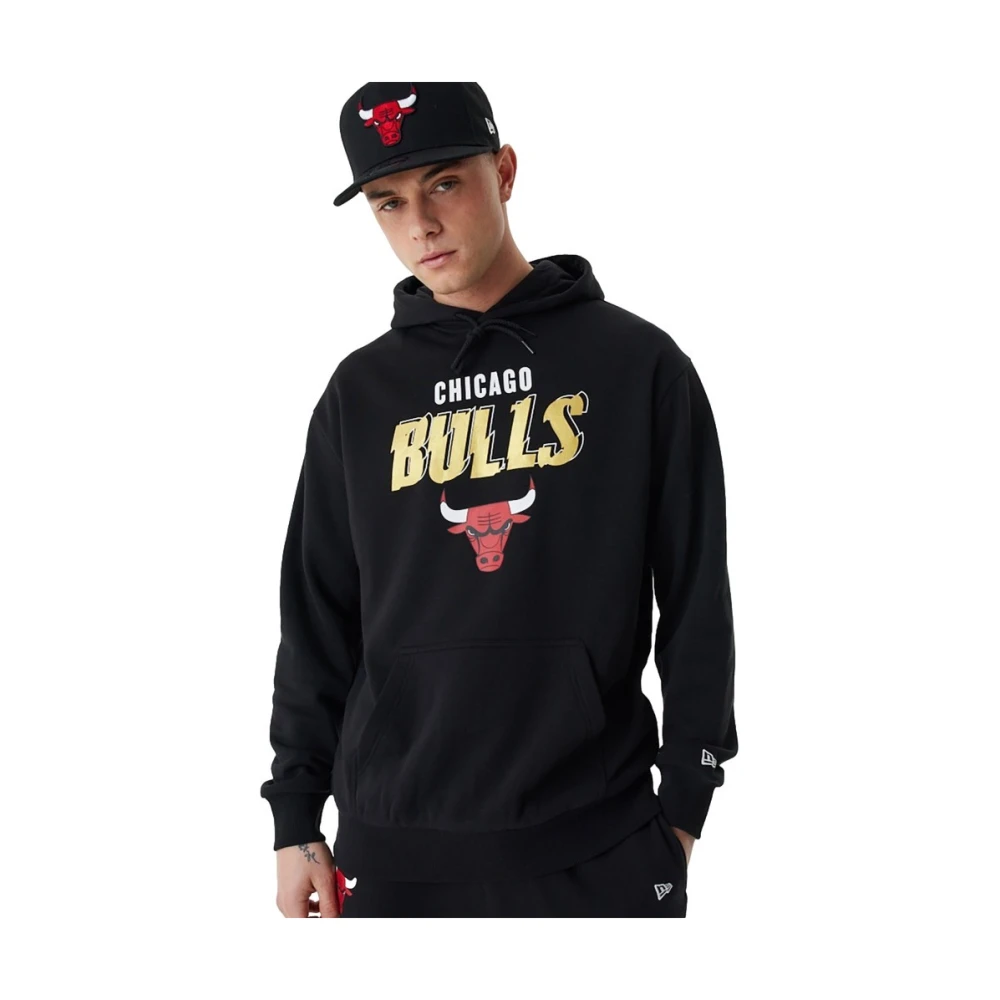new era Zwarte Bulls Team Script Hoodie Black Heren